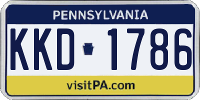 PA license plate KKD1786