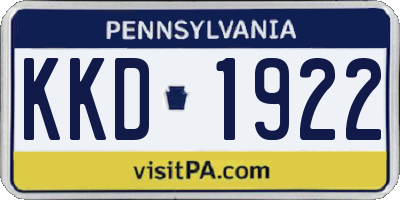 PA license plate KKD1922