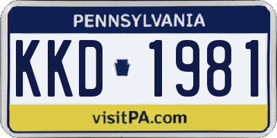 PA license plate KKD1981