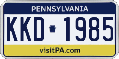 PA license plate KKD1985