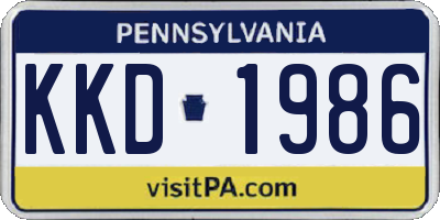 PA license plate KKD1986