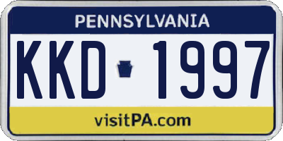 PA license plate KKD1997