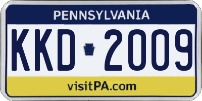 PA license plate KKD2009