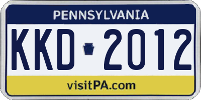 PA license plate KKD2012