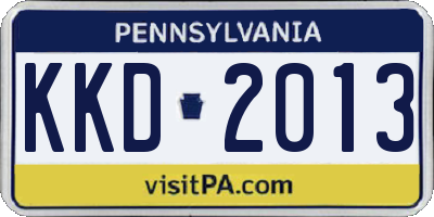 PA license plate KKD2013