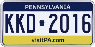 PA license plate KKD2016