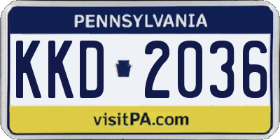 PA license plate KKD2036