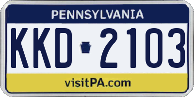 PA license plate KKD2103
