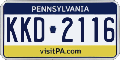 PA license plate KKD2116