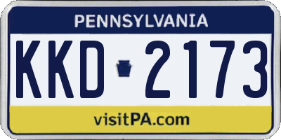 PA license plate KKD2173