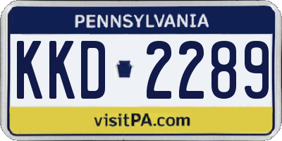 PA license plate KKD2289
