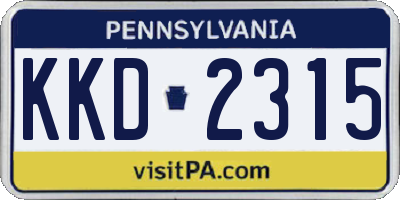 PA license plate KKD2315