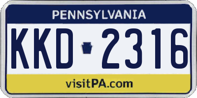 PA license plate KKD2316
