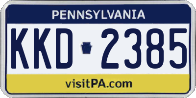 PA license plate KKD2385