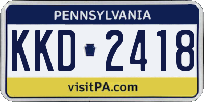 PA license plate KKD2418