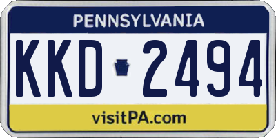 PA license plate KKD2494