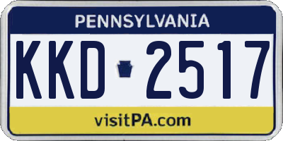 PA license plate KKD2517