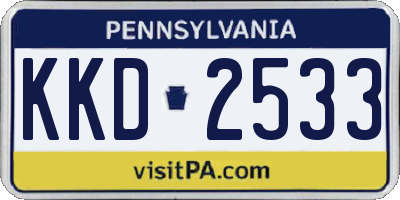 PA license plate KKD2533