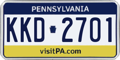 PA license plate KKD2701