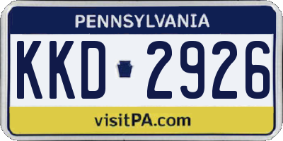 PA license plate KKD2926