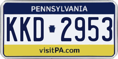 PA license plate KKD2953