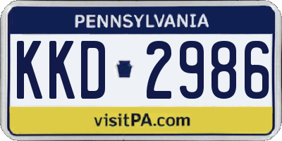 PA license plate KKD2986