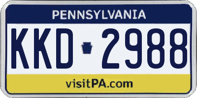 PA license plate KKD2988