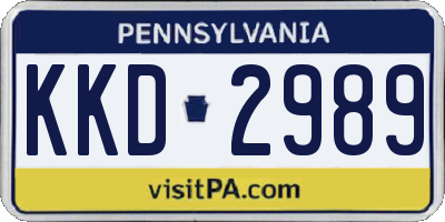 PA license plate KKD2989