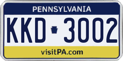 PA license plate KKD3002