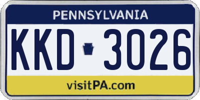 PA license plate KKD3026