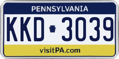 PA license plate KKD3039