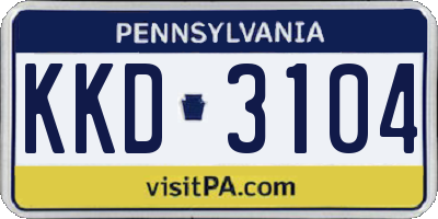 PA license plate KKD3104