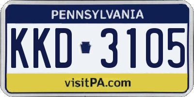 PA license plate KKD3105