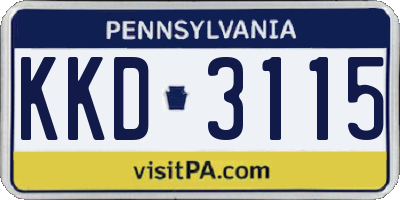 PA license plate KKD3115