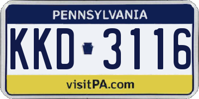 PA license plate KKD3116
