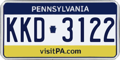 PA license plate KKD3122