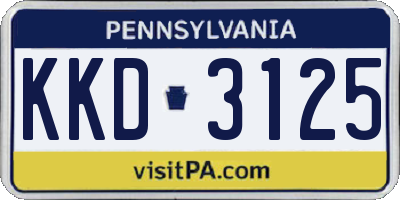 PA license plate KKD3125