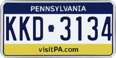 PA license plate KKD3134