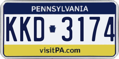 PA license plate KKD3174