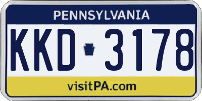 PA license plate KKD3178