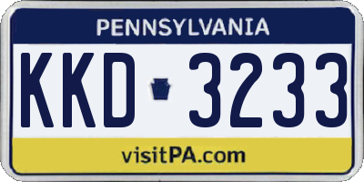 PA license plate KKD3233
