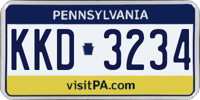 PA license plate KKD3234