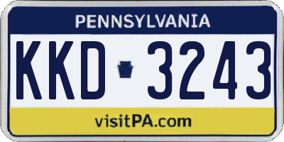PA license plate KKD3243
