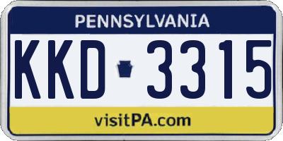 PA license plate KKD3315