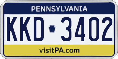 PA license plate KKD3402