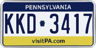 PA license plate KKD3417