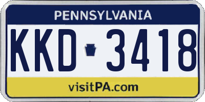PA license plate KKD3418
