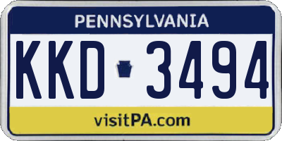PA license plate KKD3494