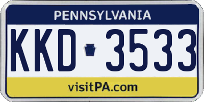 PA license plate KKD3533