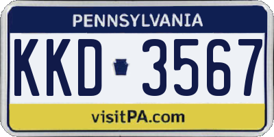 PA license plate KKD3567